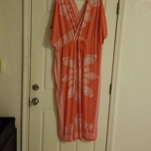 Coral and white dress